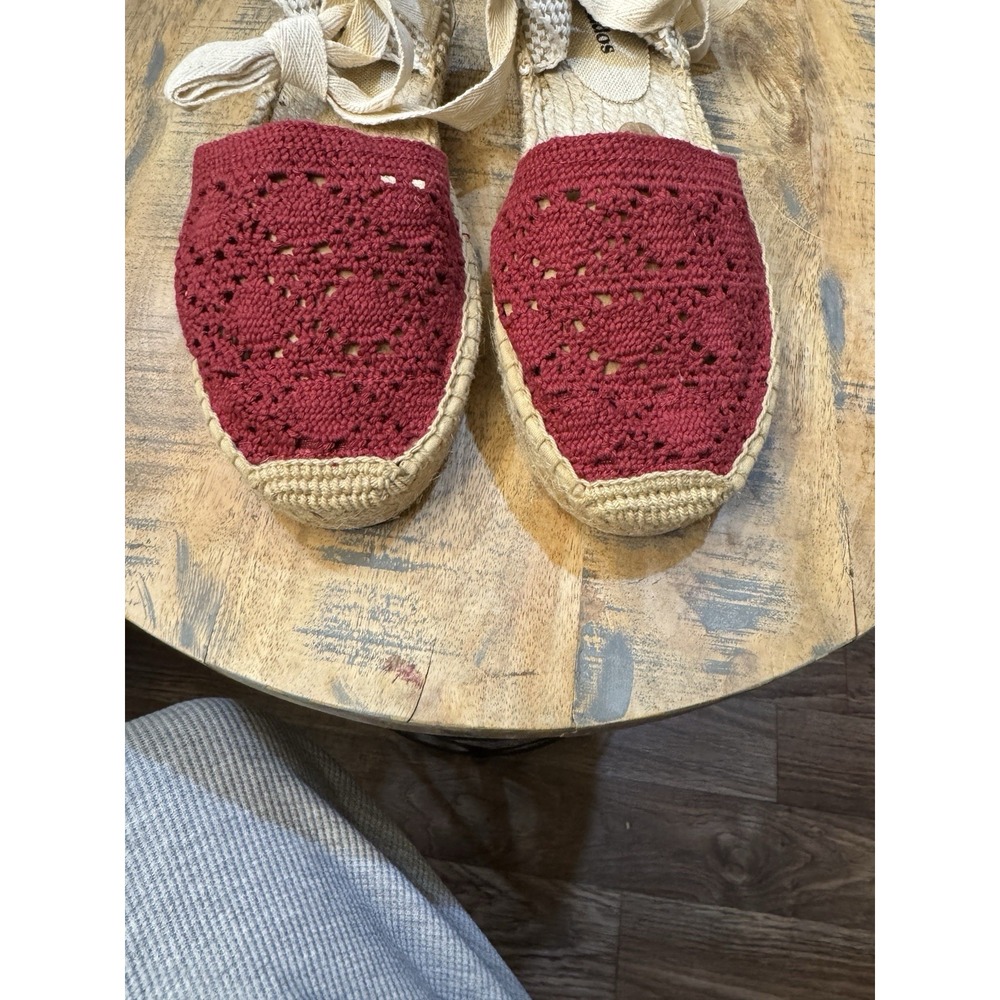Soludos Women's The Lauren Lace Up Crochet Espadrilles Red Size 7-7.5 - Picture 3 of 9